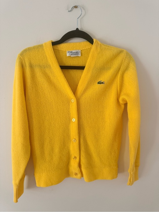 Lacoste Sweaters - Lacoste Bright Yellow V-Neck Button Cardigan Sweater size 34/small